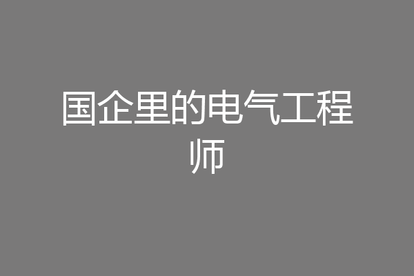国企里的电气工程师