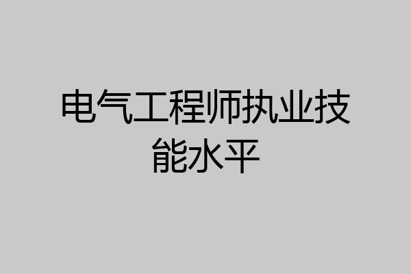 电气工程师执业技能水平