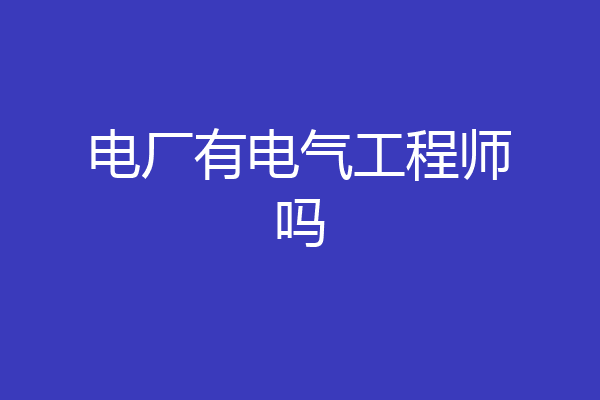 电厂有电气工程师吗