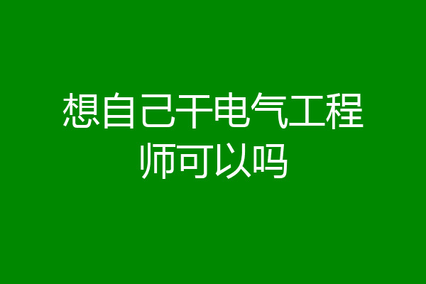想自己干电气工程师可以吗