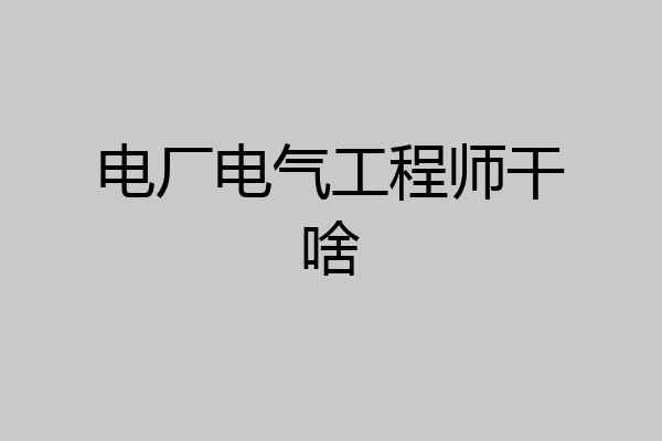 电厂电气工程师干啥