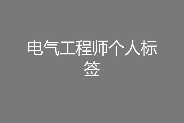 电气工程师个人标签