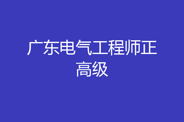 广东电气工程师正高级