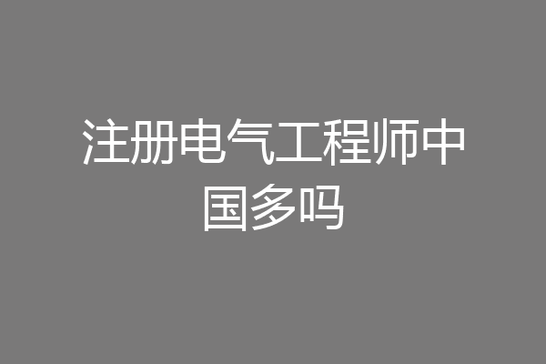 注册电气工程师中国多吗