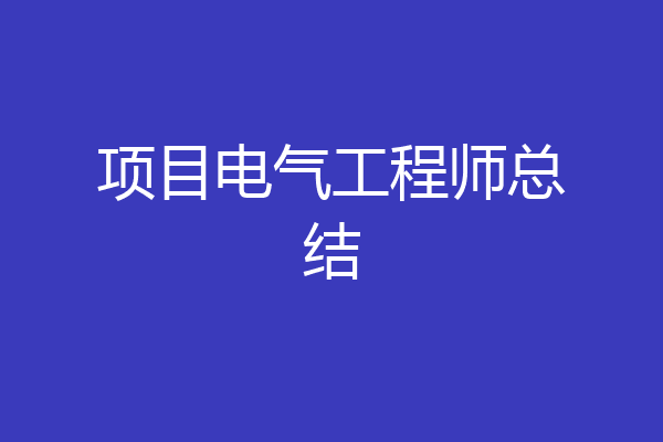 项目电气工程师总结