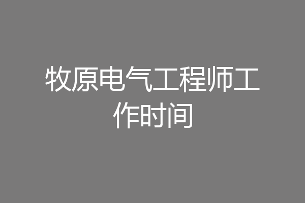 牧原电气工程师工作时间