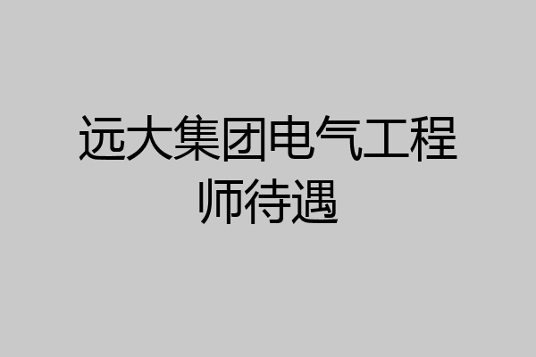 远大集团电气工程师待遇
