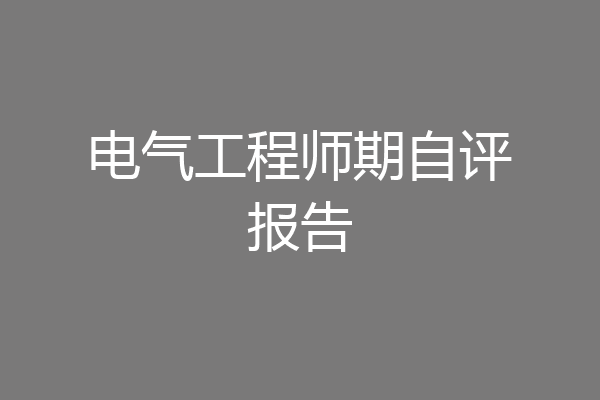 电气工程师期自评报告