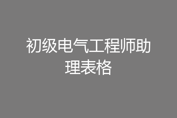 初级电气工程师助理表格