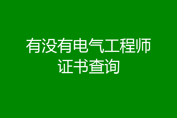 有没有电气工程师证书查询