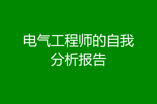 电气工程师的自我分析报告