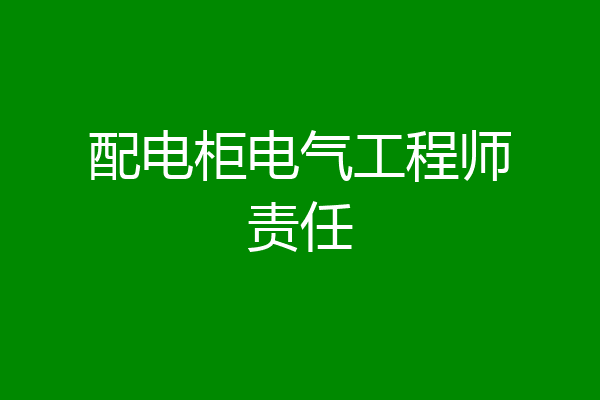 配电柜电气工程师责任