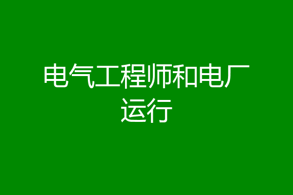 电气工程师和电厂运行