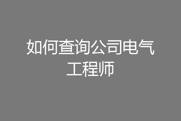 如何查询公司电气工程师