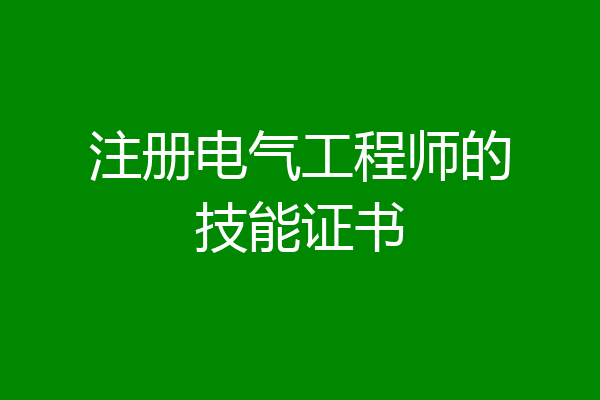 注册电气工程师的技能证书