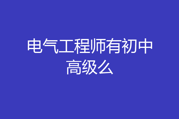 电气工程师有初中高级么