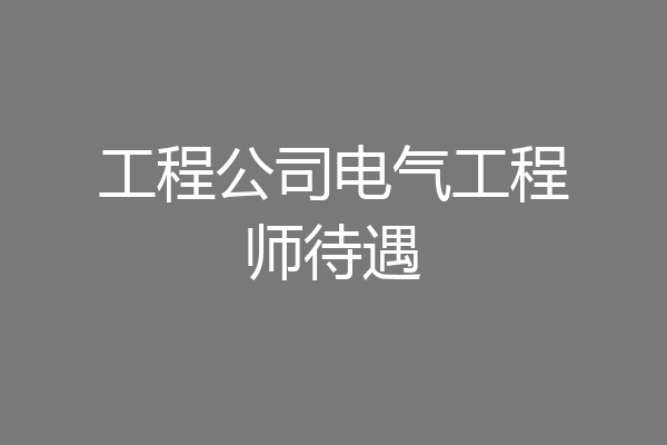 工程公司电气工程师待遇