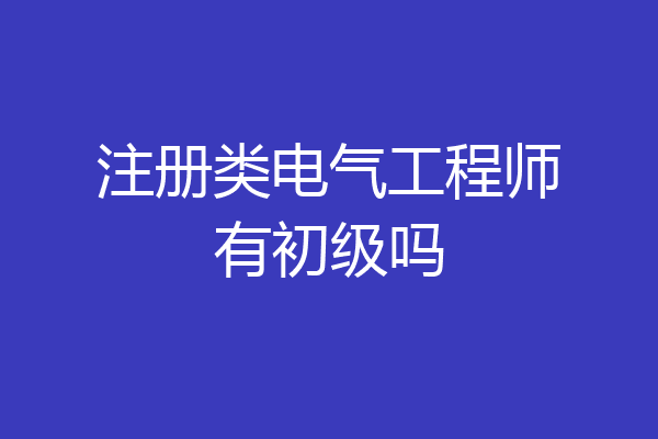 注册类电气工程师有初级吗