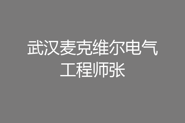 武汉麦克维尔电气工程师张