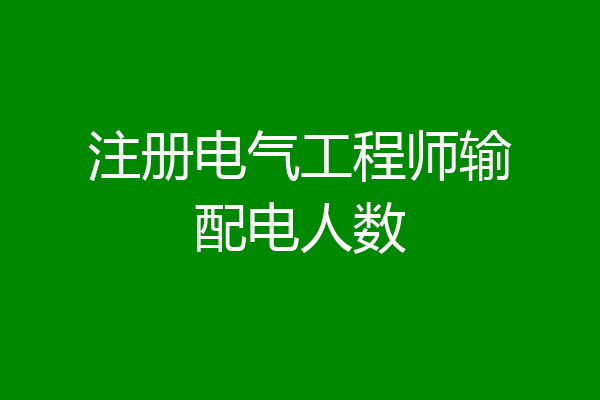 注册电气工程师输配电人数
