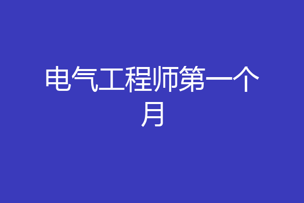 电气工程师第一个月