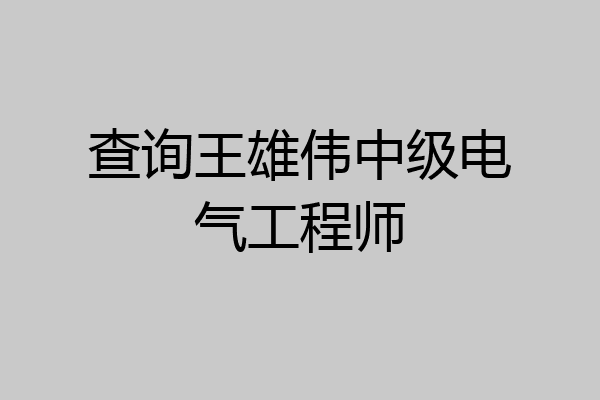 查询王雄伟中级电气工程师