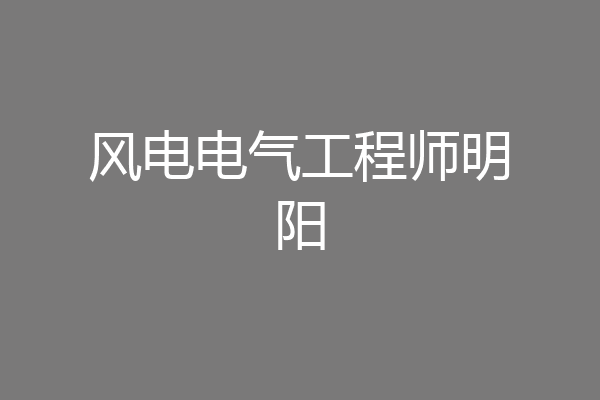 风电电气工程师明阳