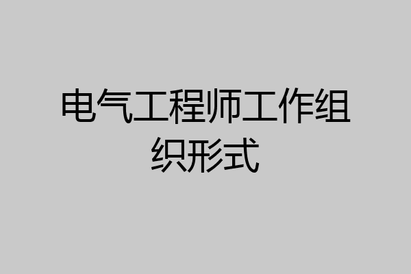 电气工程师工作组织形式