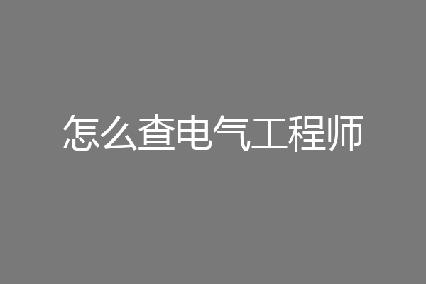 怎么查电气工程师