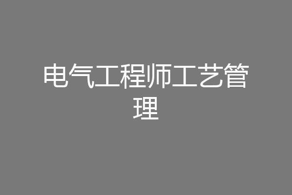电气工程师工艺管理