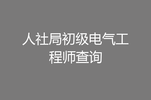 人社局初级电气工程师查询