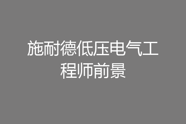 施耐德低压电气工程师前景