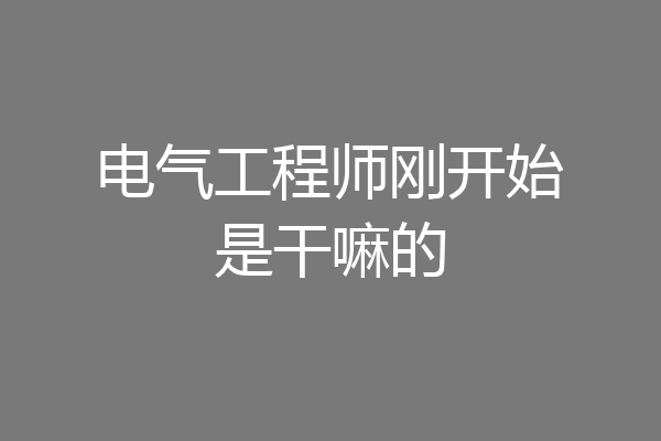 电气工程师刚开始是干嘛的