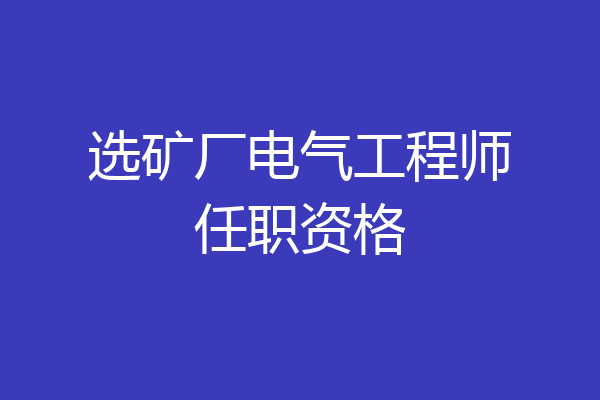 选矿厂电气工程师任职资格