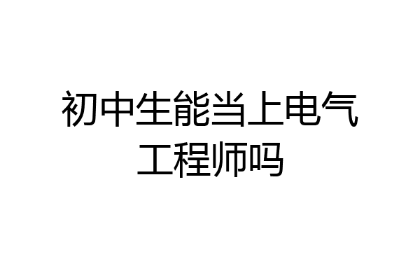 初中生能当上电气工程师吗