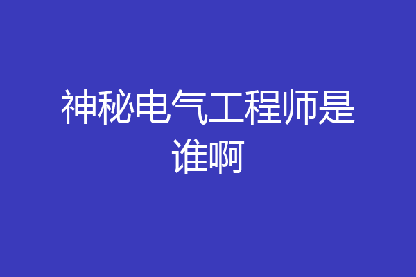 神秘电气工程师是谁啊