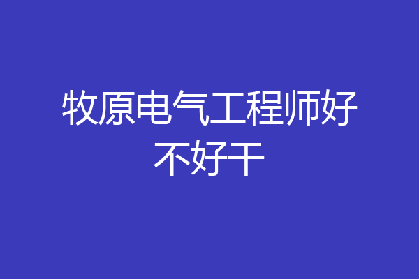牧原电气工程师好不好干