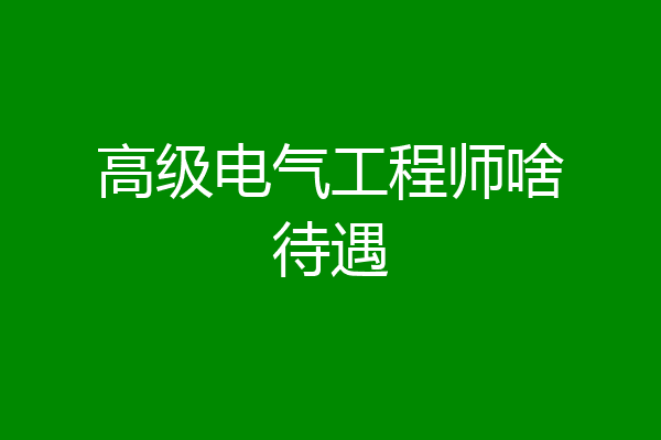 高级电气工程师啥待遇