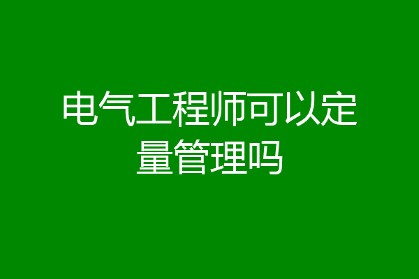 电气工程师可以定量管理吗