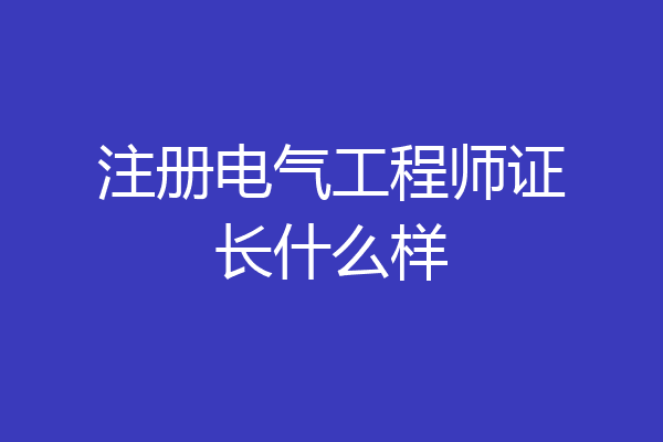注册电气工程师证长什么样