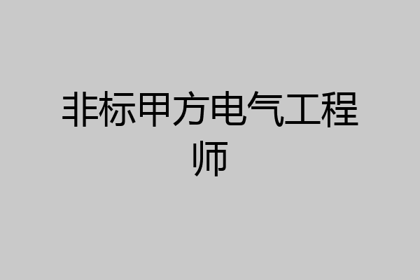 非标甲方电气工程师