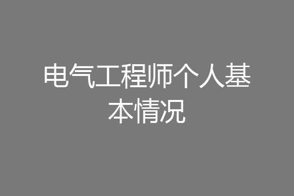 电气工程师个人基本情况