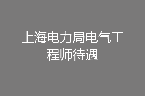 上海电力局电气工程师待遇