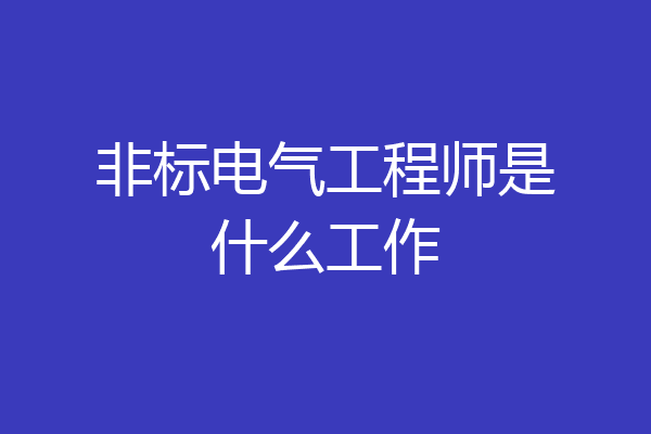 非标电气工程师是什么工作