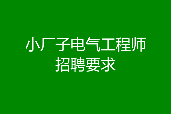 小厂子电气工程师招聘要求