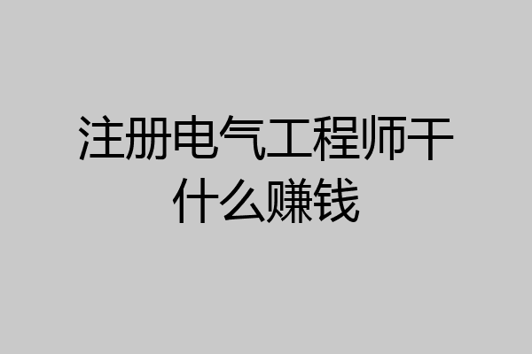 注册电气工程师干什么赚钱
