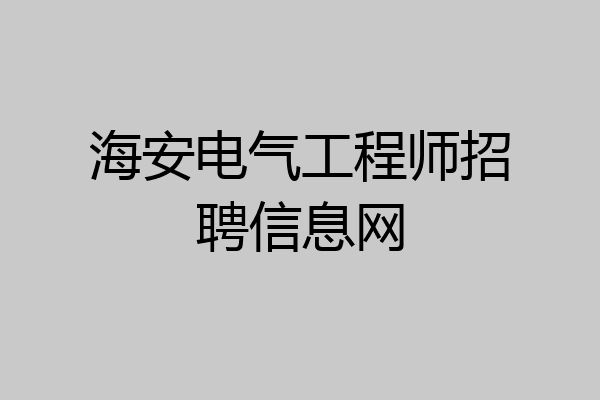 海安电气工程师招聘信息网