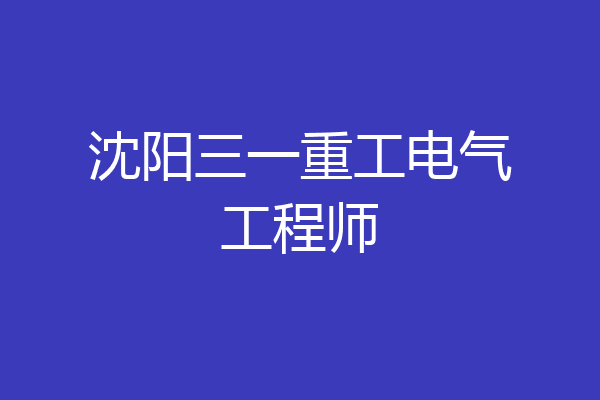 沈阳三一重工电气工程师