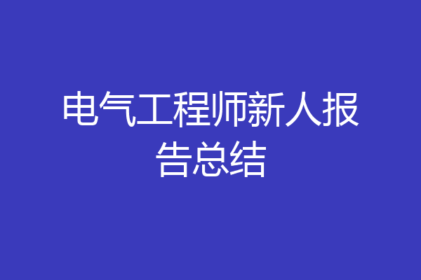 电气工程师新人报告总结