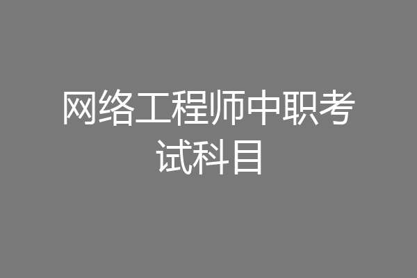 网络工程师中职考试科目